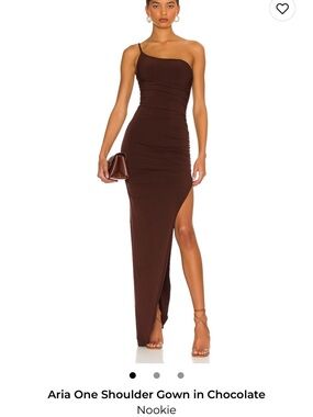 Nookie | Aria One Shoulder Maxi Dress in Chocolate Brown